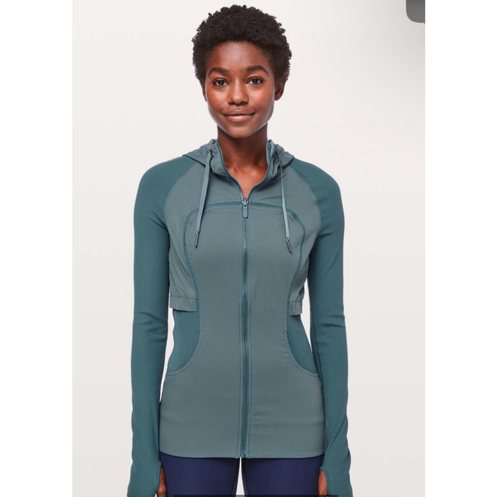 Lululemon Dance Studio Jacket Rib Sleeve Petrol Blue / Heathered Petrol Blue